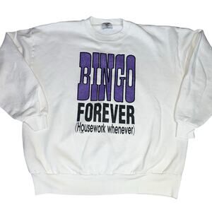 Vintage 90s BINGO funny sweatshirt. "Bingo forever housework whenever" XL